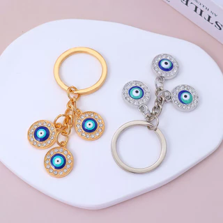 ประณีต Rhinestone Evil Eyes จี้ Key แหวน Good Lucky โลหะตุรกี Blue Eyes แหวนกุญแจรถกระเป๋าเป้สะพายหลัง Accessorries