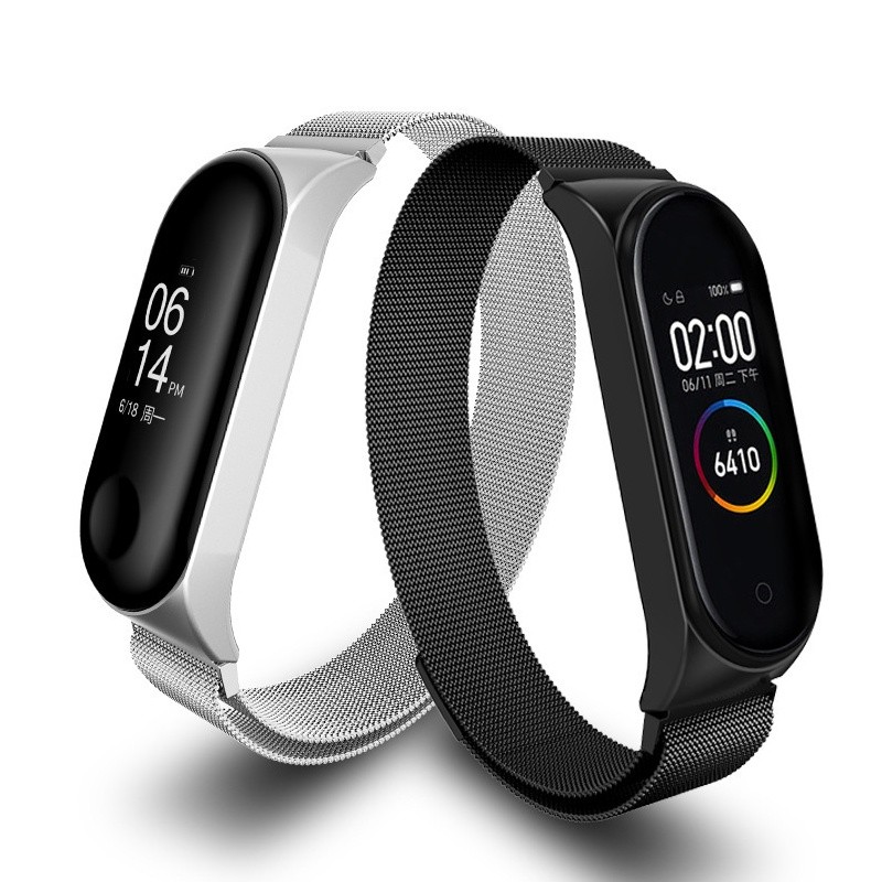 สายรัดมิลานสำหรับ Mi Band 3/4/5/6/7 สายรัดโลหะมีสไตล์ สายรัดข้อมือกันน้ำและระบายอากาศแบบเปลี่ยนได้สำหรับ Mi band 8/9/10