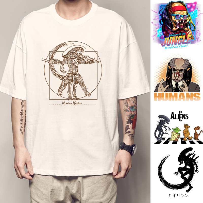 (จัดส่งโดย TH) KITCION End Yu Alien vs. Predator เสื้อยืด Lone Wolf แขนสั้น Queen เสื้อผ้า Queen Que