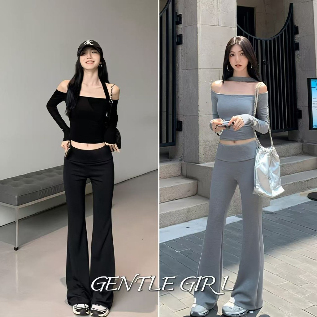 #GG จัดส่งจากกรุงเทพ ออกแบบมาให้สวมใส่ได้ 2 แบบ คือ เสื้อยืดแขนยาวเปิดไหล่ กางเกงขาบานเล็กน้อย ขาดูเพรียวและยาวขึ้น