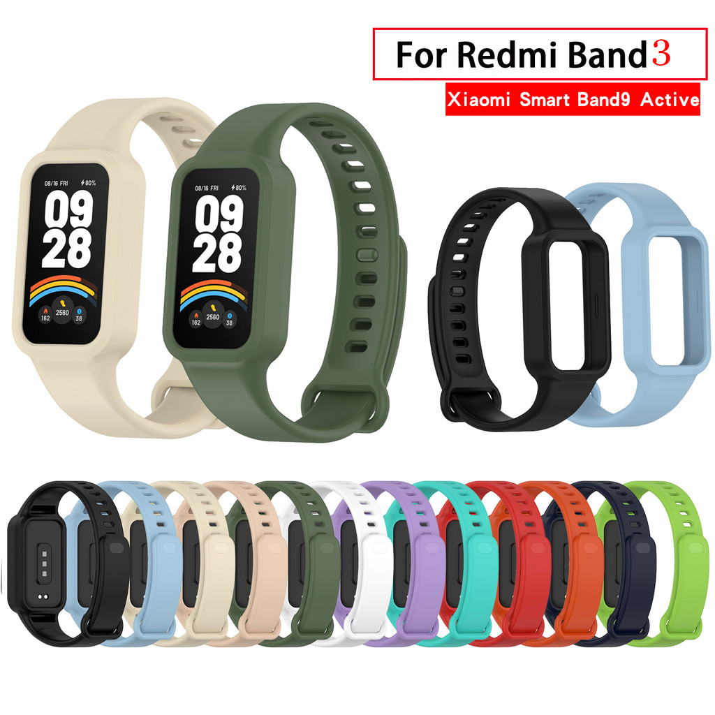 สายรัดซิลิโคนสําหรับ Xiaomi Smart Band 9 Active / Redmi band 3 กันน้ํากีฬาสายนาฬิกาอัจฉริยะสายรัดข้อมือแฟชั่น
