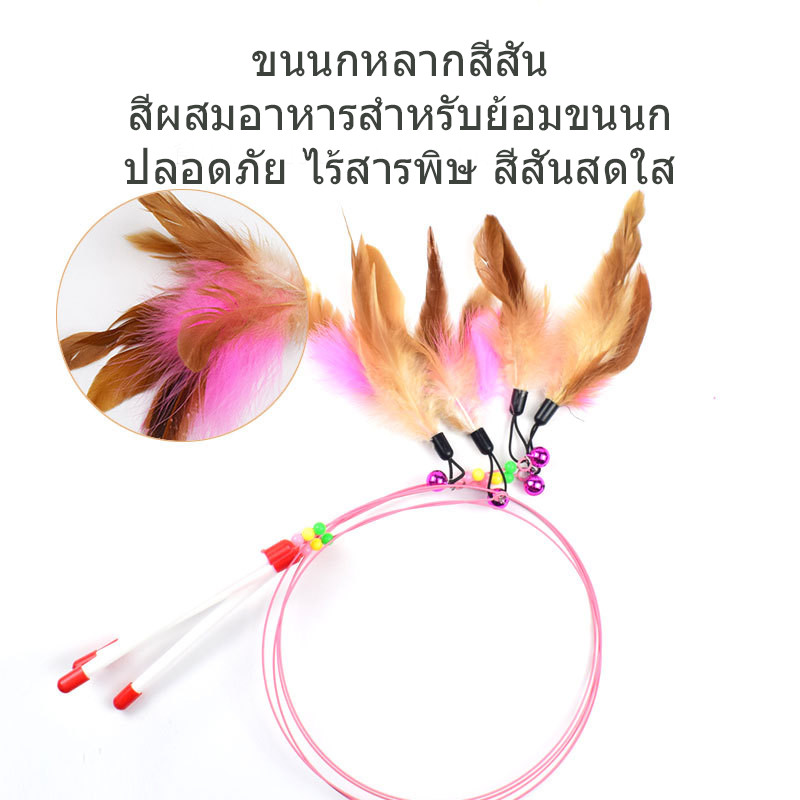 stock ไม้ล่อแมวไม้ตกแมว แบบสปริง ล่อแมว ขนนกของเล่นสัตว์เลี้ยงไม้ล่อแมวไม้ต  แบบสปริง ของเล่น ที่ตกแมว