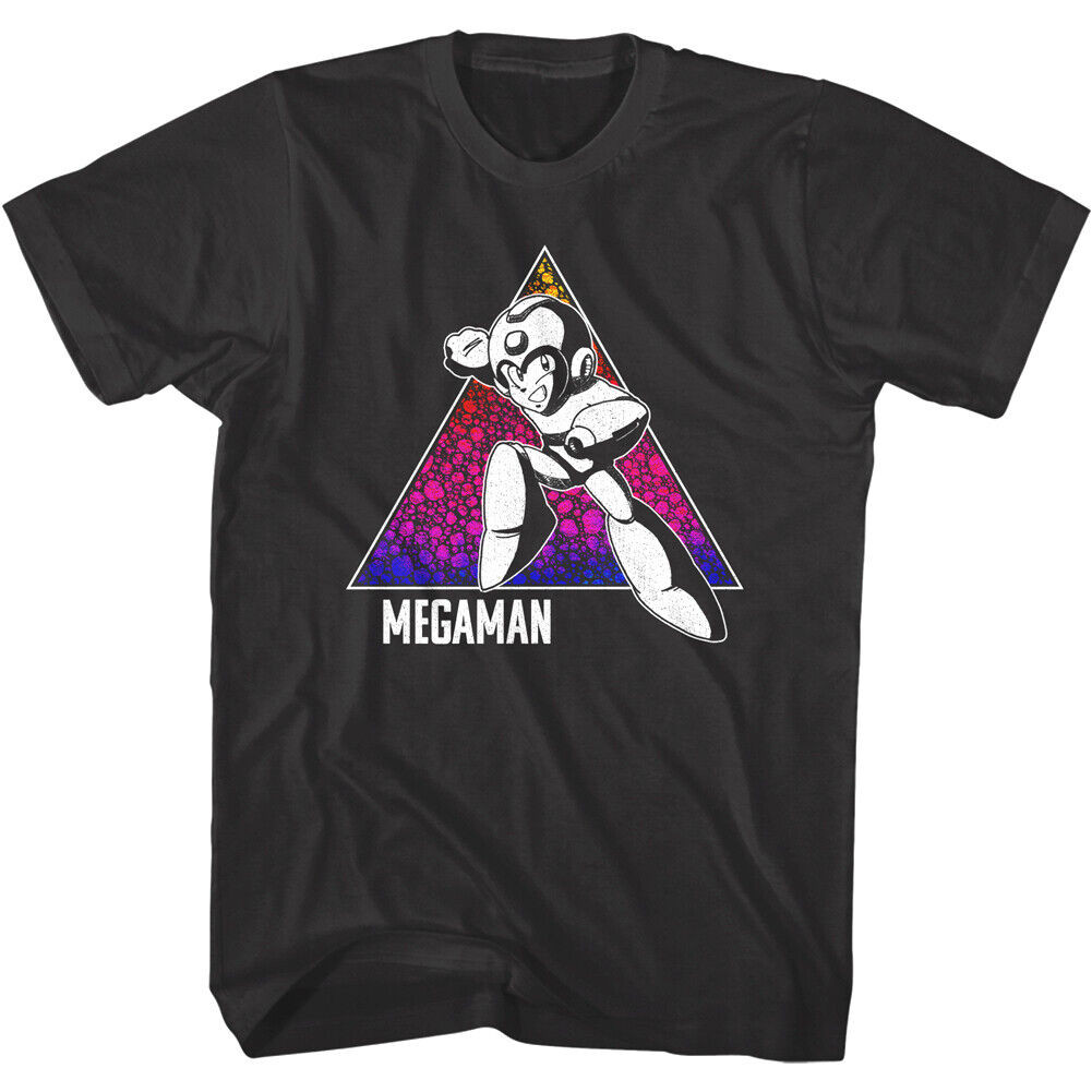 Megaman Color Triangle Mens T Shirt Bubbles Capcom Rokkuman Nintendo Gamer