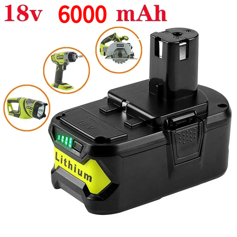 6.0Ah Battery for Ryobi P108 18V Li-Ion Rechargeable Battery Bpl1820 P108 P109 P106 P105 P104 Rb18L5