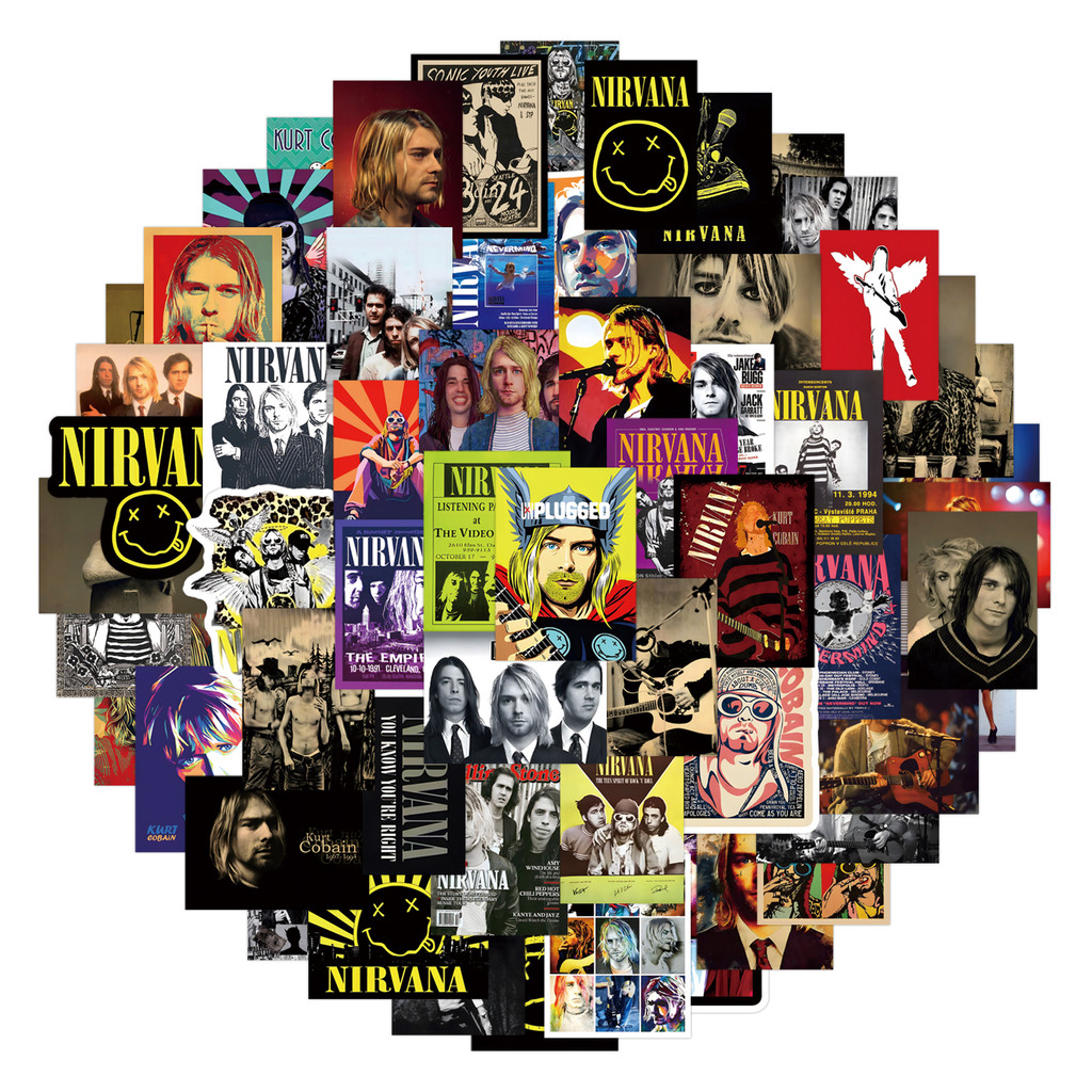 100/50PCS American Rock Band NIRVANA Graffiti สติกเกอร์สําหรับจักรยานบัญชีมือกล่องดินสอ Decals LanLanStickersWorld