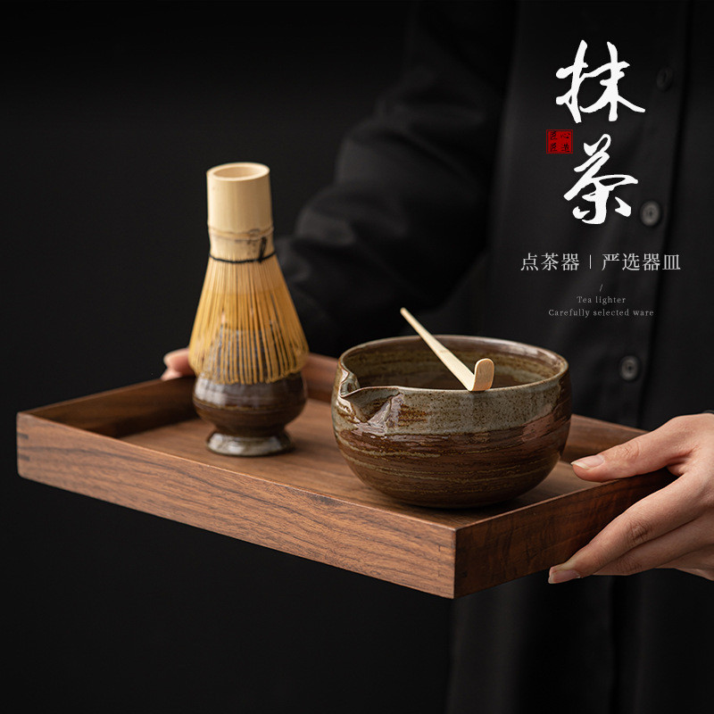 เตาเผาสไตล์ญี่ปุ่นเปลี่ยนเครื่องปั้นดินเผาหยาบจุดมัทฉะอุปกรณ์พิธีชงชาหม้อชาเซรามิกยืนชามมัทฉะช้อนมัทฉะอุปกรณ์พิธีชงชา Baibenli Kungfu w1vo