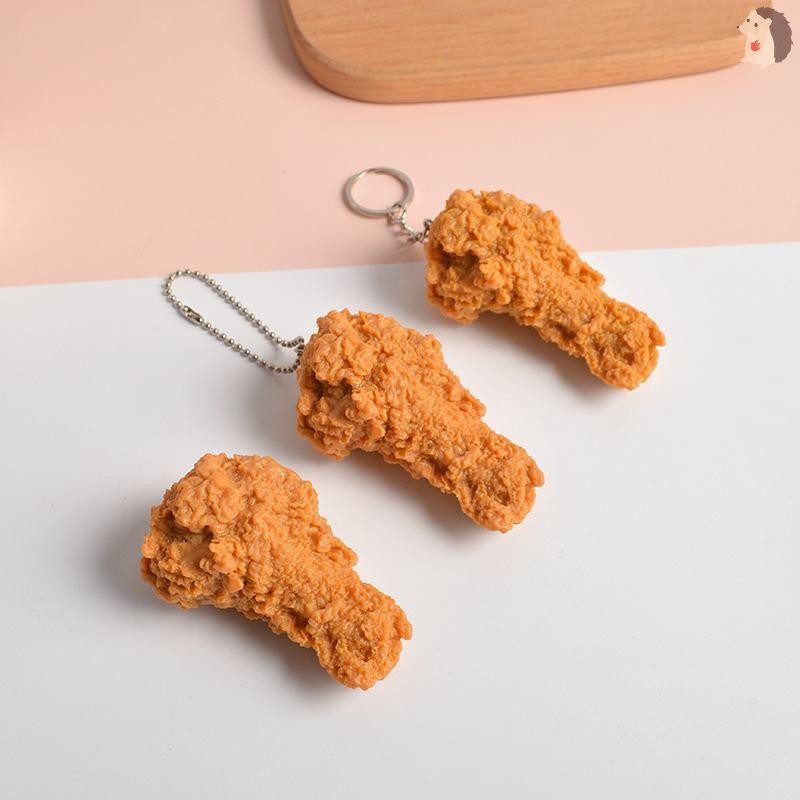 [IN] เลียนแบบอาหารพวงกุญแจไก่ทอดนักเก็ตไก่ขาอาหารจี้ของเล่นของขวัญth
