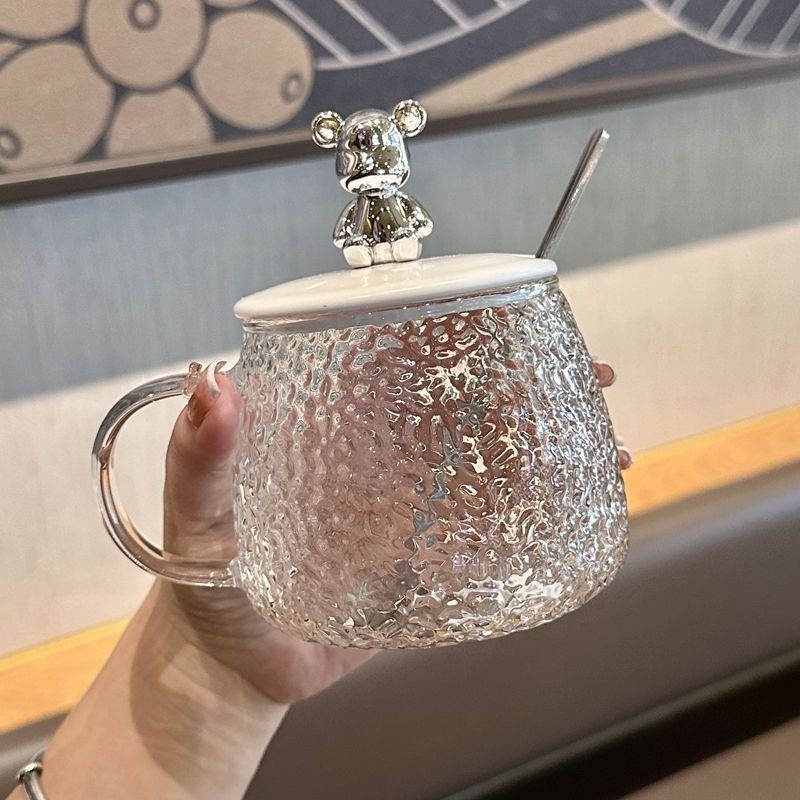 Ulife Mug แก้วทนความร้อนการ์ตูนน่ารักถ้วยพร้อมฝาปิดช้อน