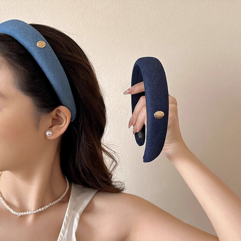 2024 Denim Blue High Headband ผู้หญิง All-Match Headwear