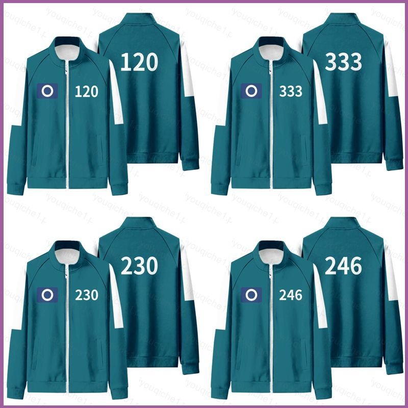 SY1 Squid Game Season 2 หมายเลข 246 230 333 120 แสดงซิปเสื้อกันหนาวเสื้อแจ็คเก็ต Unisex Top
