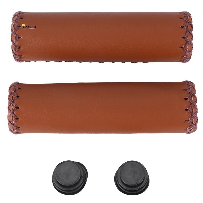 คู่หนังวินเทจจักรยาน Grips Grips trekking handle Cover สี: สีน้ําตาล