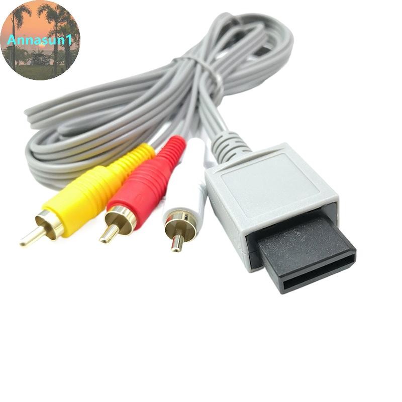 Annasun คอมโพสิต 480 P Gold-plated 3RCA สําหรับจะสาย 1.8 M 3 สาย RCA สําหรับ Nintendo Wii Controller