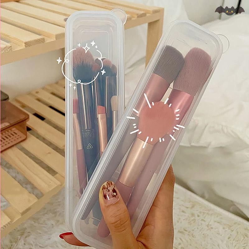 [PE] แปรงแต่งหน้า Organizer โปร่งใสพร้อมฝาครอบดินสอเขียนคิ้วกล่องแบบพกพาผู้หญิงเครื่องสําอางค์จัดเก็บเครื่องมือแต่งหน้า TH