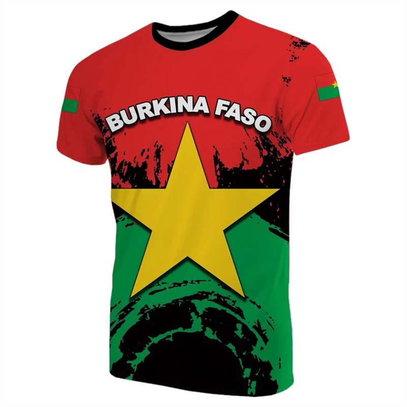 Burkina Faso Jersey เสื้อยืดผู้ชาย O-คอเสื้อผ้าแขนสั้นขนาดใหญ่ 3D พิมพ์ BF ธงฟิตเนสเสื้อทีมฟุตบอล GY