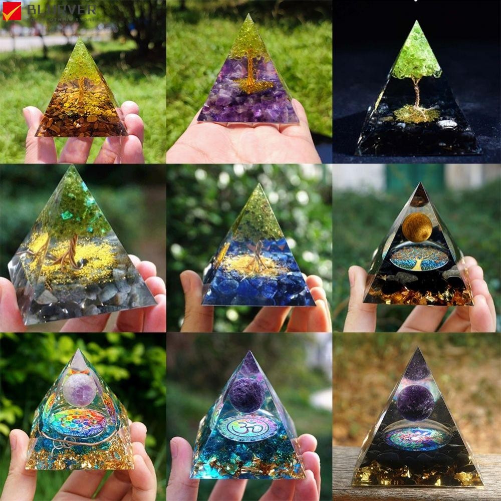 Fountain of Energy Amethyst Crystal Healing Pyramid with Chip Crystals