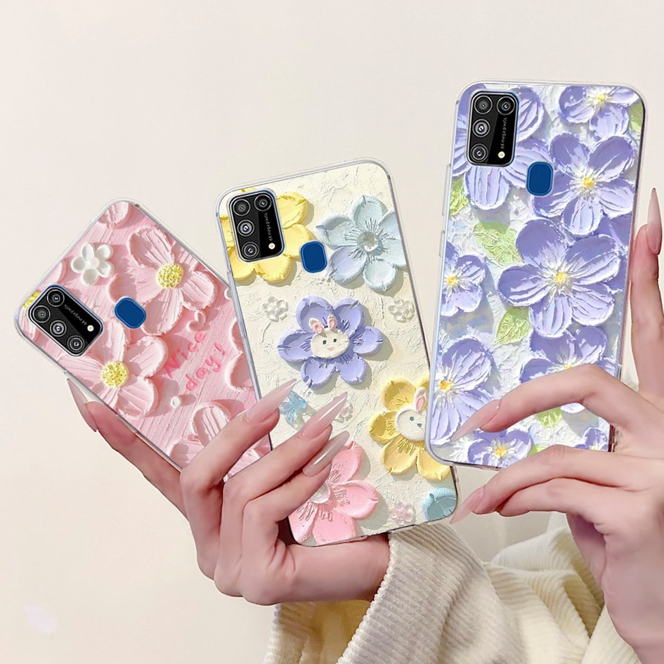 SAMSUNG ปลอกอ่อนสําหรับsamsung Galaxy M31 M 31 PrimeกรณีSM-M315Fแฟชั่นดอกไม้ผีเสื้อซิลิโคนสําหรับSamsung M31 M21S Shell