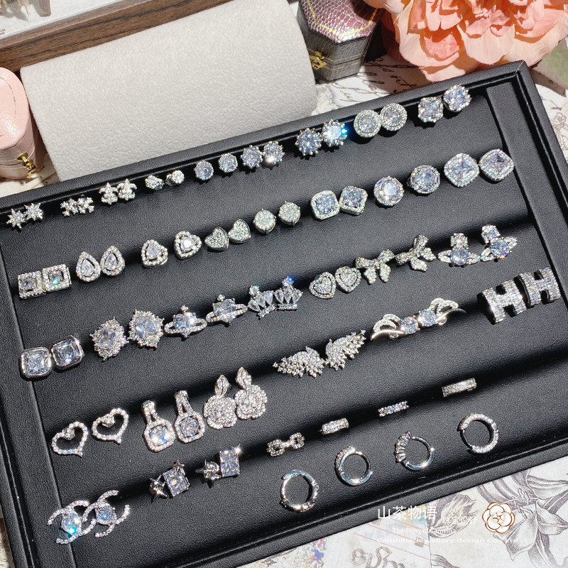 สินค้าใหม่ที่เรียบง่ายต่างหูเพชรเต็มชุบ18เคฮิปฮอป