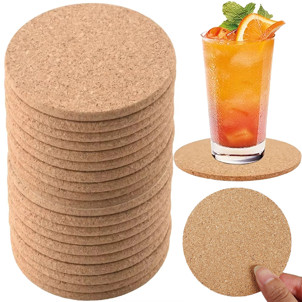 Simple Round Cork แผ่นฉนวนกันความร้อนตาราง - Thicken Anti-slip Cup Pads - Home Desk Round Placemat -ชากาแฟแก้วเครื่องดื่มผู้ถือ