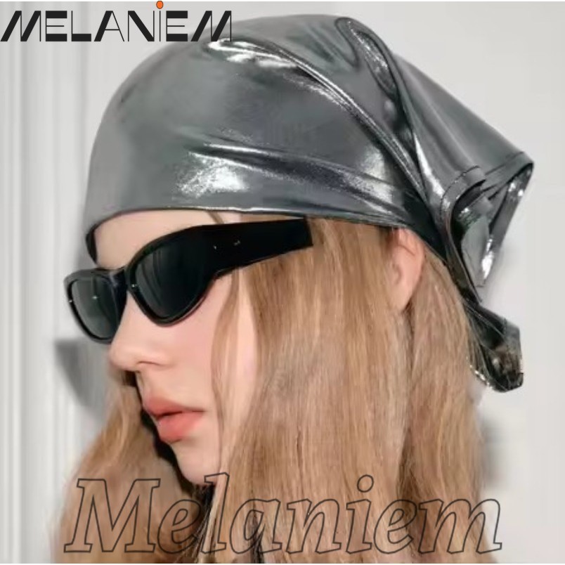 ผ้าพันคอผม - Retro, Y2K, Futurists, Creative - Silver Square Silk Scarf - Streetwear Accessories - Chic Tube Top Street Style Hip-Hop Headscarf