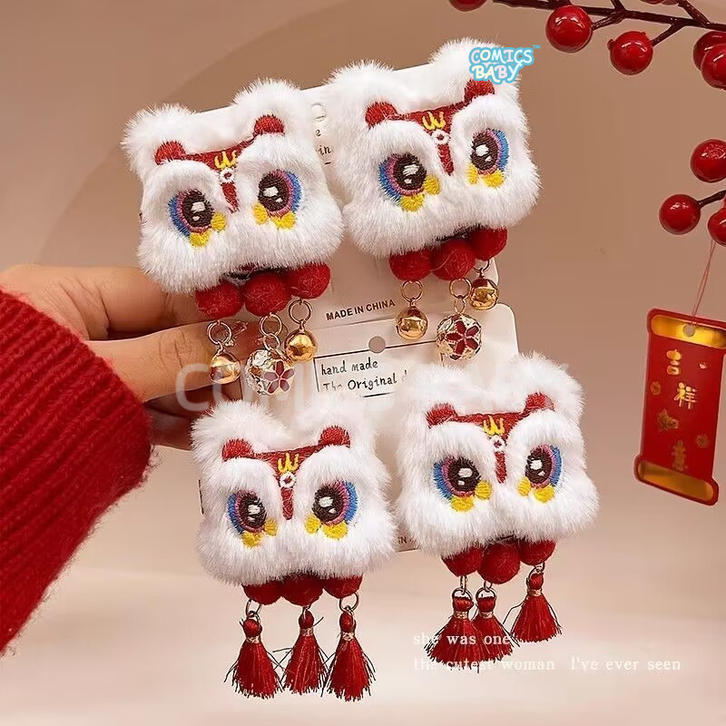 New Year's Hair Clip ปีใหม่กิ๊บติดผมพู่สาวผม