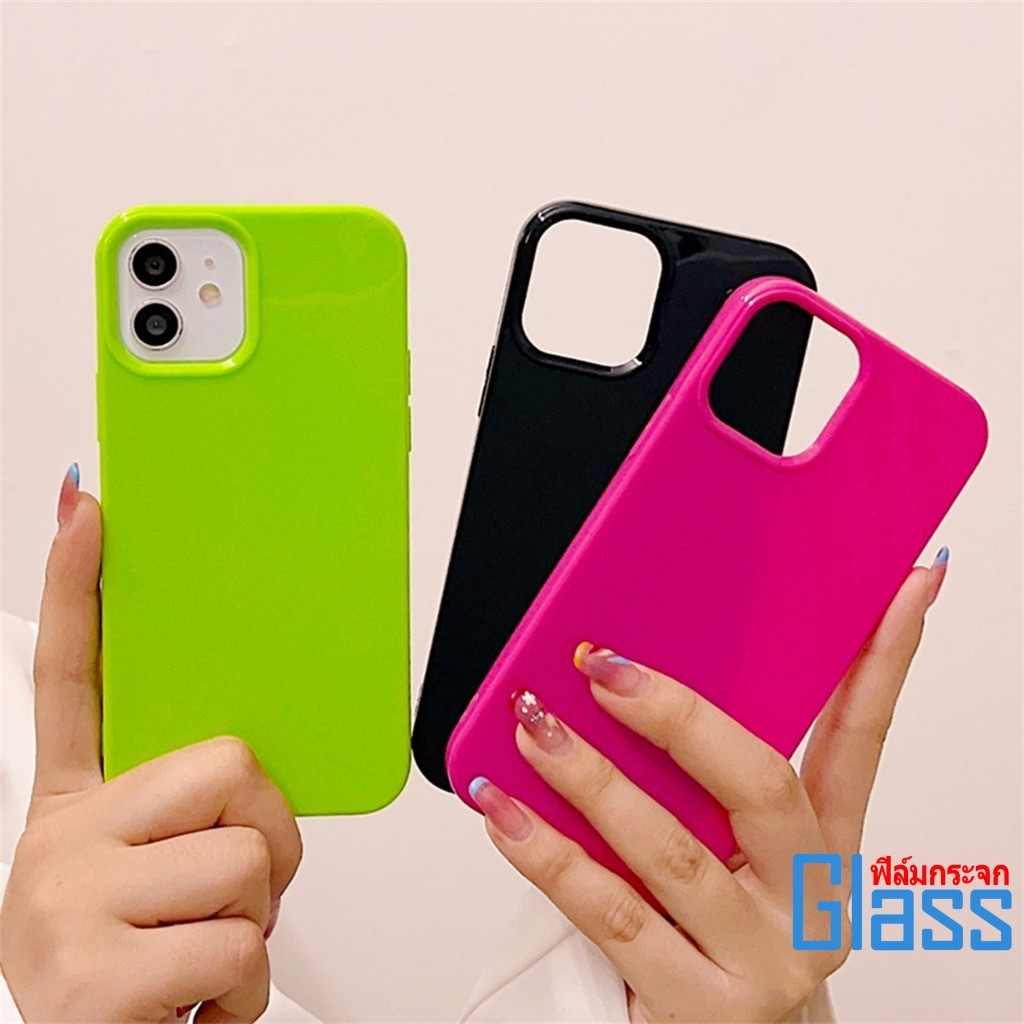 สีทึบ กันกระแทก เคส iPhone 11 13 15 14 12 Pro Max XR 7 8 Plus XS Max X SE  เคสโทรศัพท์ เคส สีทึบ เจล