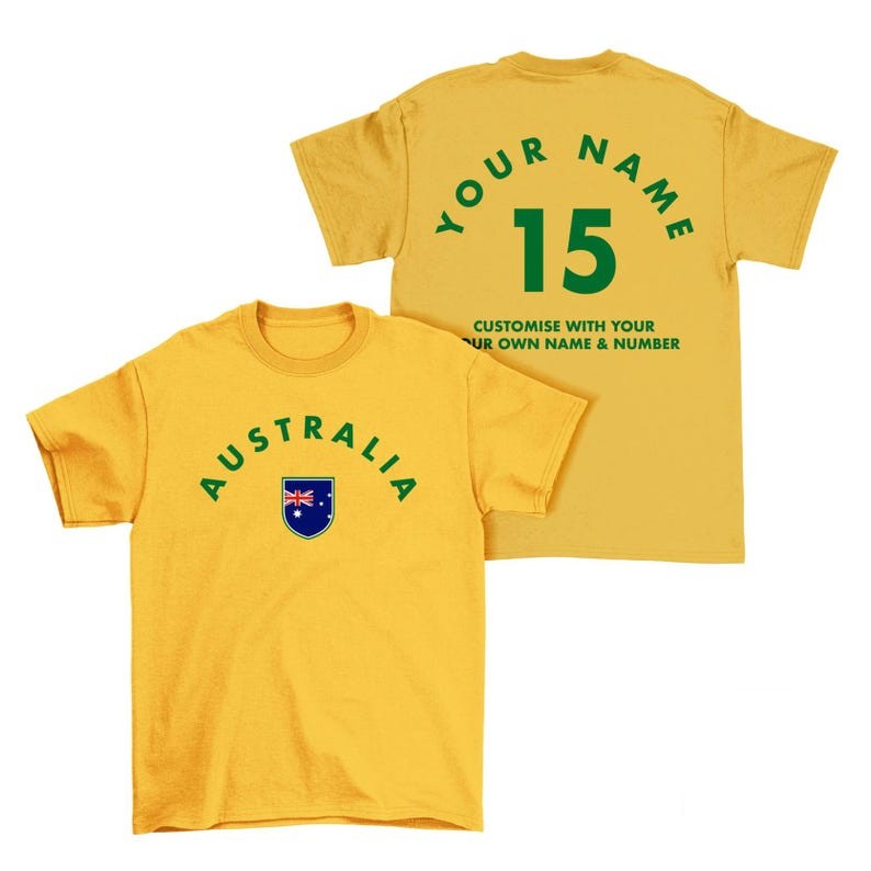 AUSTRALIA Personalized T-Shirt, Custom Name And Number Adults Kids Family T-Shirt, Football Sports P