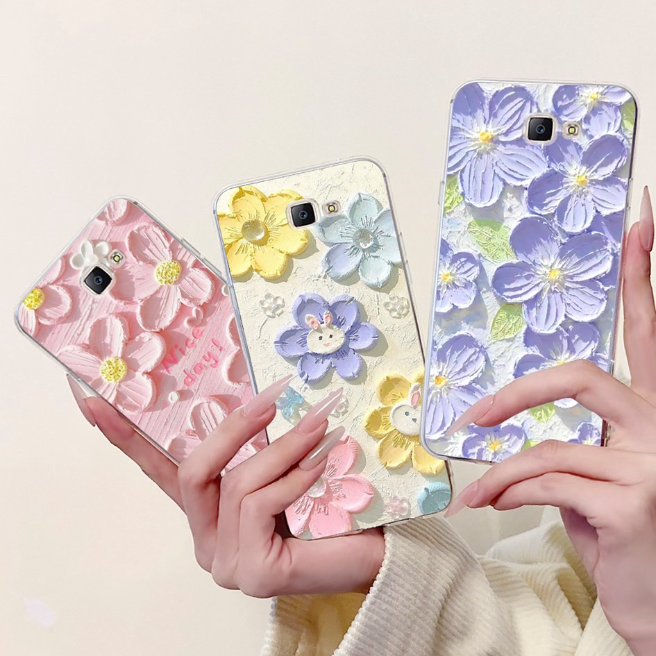 สําหรับ Samsung Galaxy J7 Prime G610F G610M G610Y / J7 Prime 2 G611FF On7 2016 นุ่มแฟชั่นดอกไม้ซิลิโ