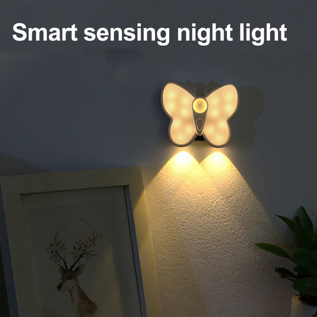 Sensing Night Light Led Night Light Motion Sensor Led ผีเสื้อ Night Light Usb ชาร์จโคมไฟข้างเตียงสํา