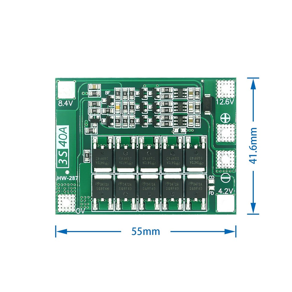 3s/4s 40A 60A Li-ion แบตเตอรี่ลิเธียม Charger ป้องกัน 18650 BMS สําหรับมอเตอร์เจาะ 11.1V 12.6 V/14.8 V 16.8 V เสริม/Balance ราคา ถูกที่สุด ดีลบีเคเค แกลเลอรีภาพที่ 2