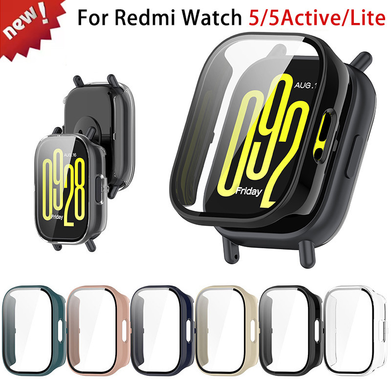 กระจกนิรภัย + PC สําหรับ Xiaomi Redmi Watch 5 Active/Lite Soft TPU ป้องกันหน้าจอนาฬิกาสําหรับ Redmi Watch 5 กรณีอุปกรณ์เสริม