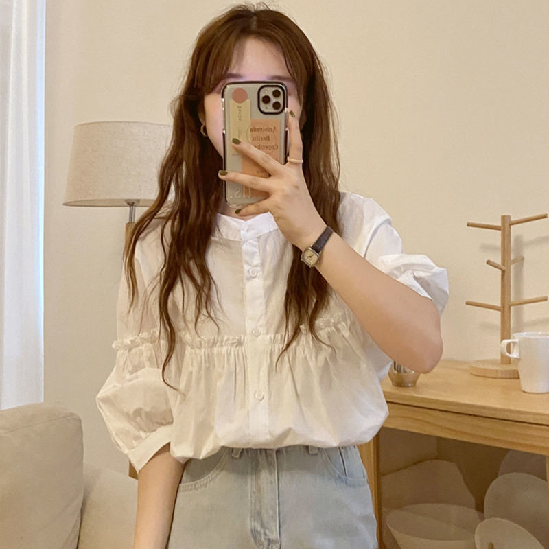 🧡LINNA🧡เวอร์ชั่นเกาหลี สีทึบ ประกบ แขนยาว เสื้อเชิ้ต