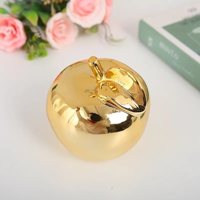 Apple เซรามิค Gold-Plated เครื่องประดับเครื่องประดับตกแต่งบ้านโมเดิร์น Simple Creative ห้องนั่งเล่น Study ตู้ไวน์ตกแต่งเครื่องประดับ