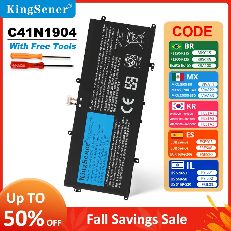 KingSener C41N1904-1 UX325EA แบตเตอรี่แล็ปท็อปสำหรับ ASUS ZenBook 14 UX425UA UM425IA UX425EA C41N190