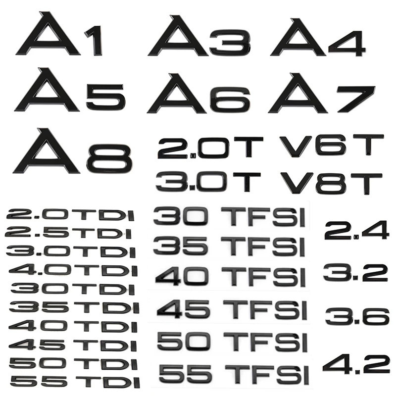 3D ABS Car Rear Trunk Logo Sticker 2.0 3.0 4.0 30 35 40 45 50 55 60 TFSI TDI V6T 2.0T For Audi A1 A3