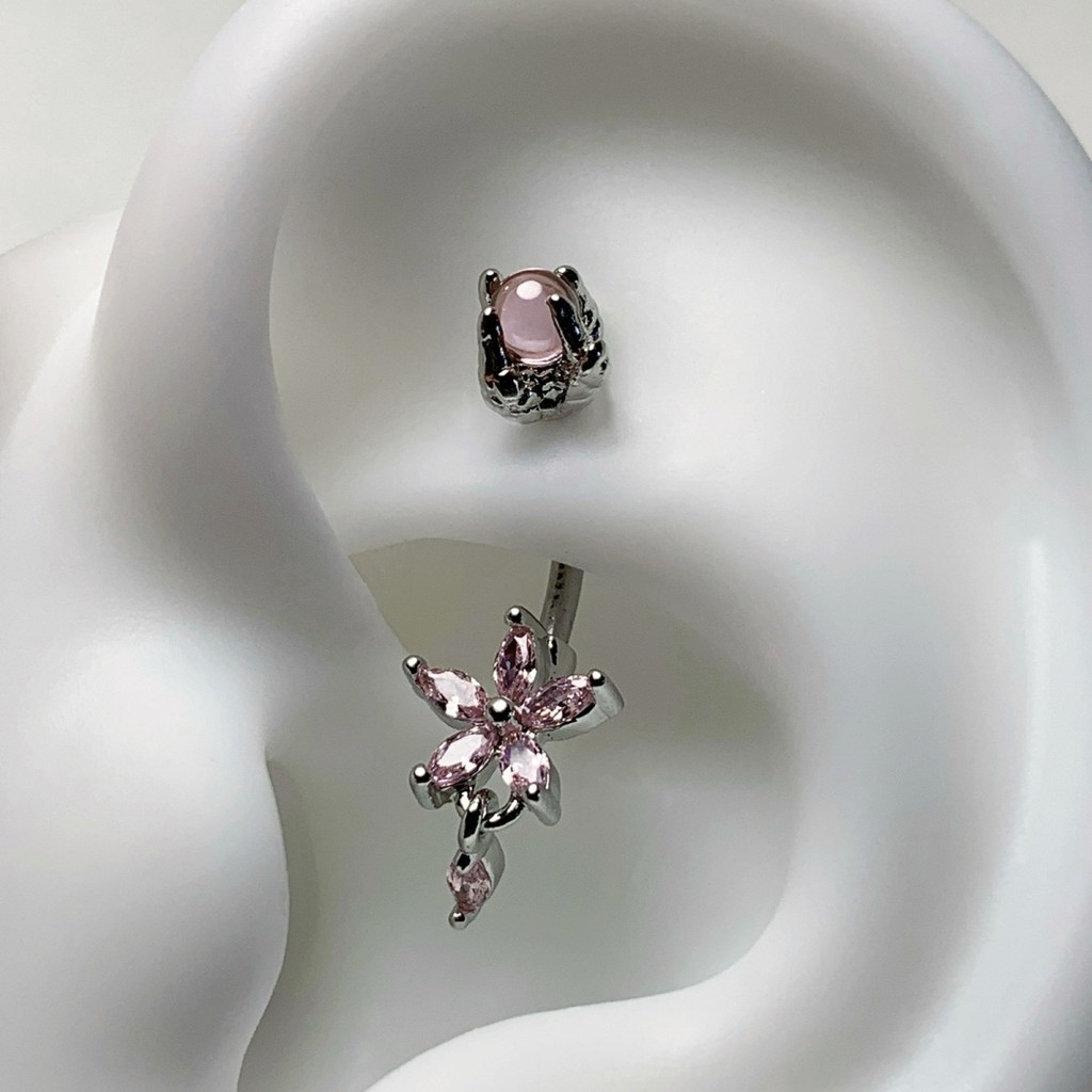 Pink Dragon Ball rook Stud ต่างหู Sweet Cool ดอกไม้สตั๊ดต่างหูต่างหูด้ายภายนอก