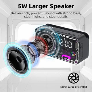 GOOJODOQ Wireless Bluetooth Speaker Mechanical Wind Design Accurate Time Display Advanced Bluetooth 5.3LED RGB Lighting
