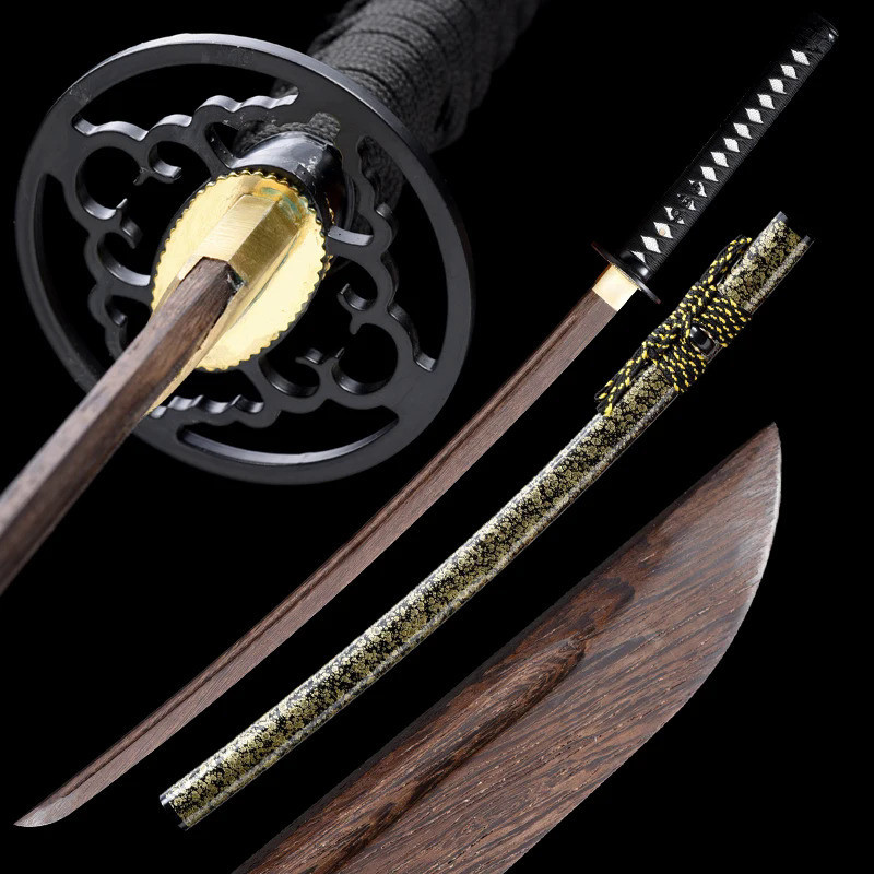 Japanese Katana Rose Wood Blade Wooden Swords Real Handmade Full Tang Ready For Training Iaido Green