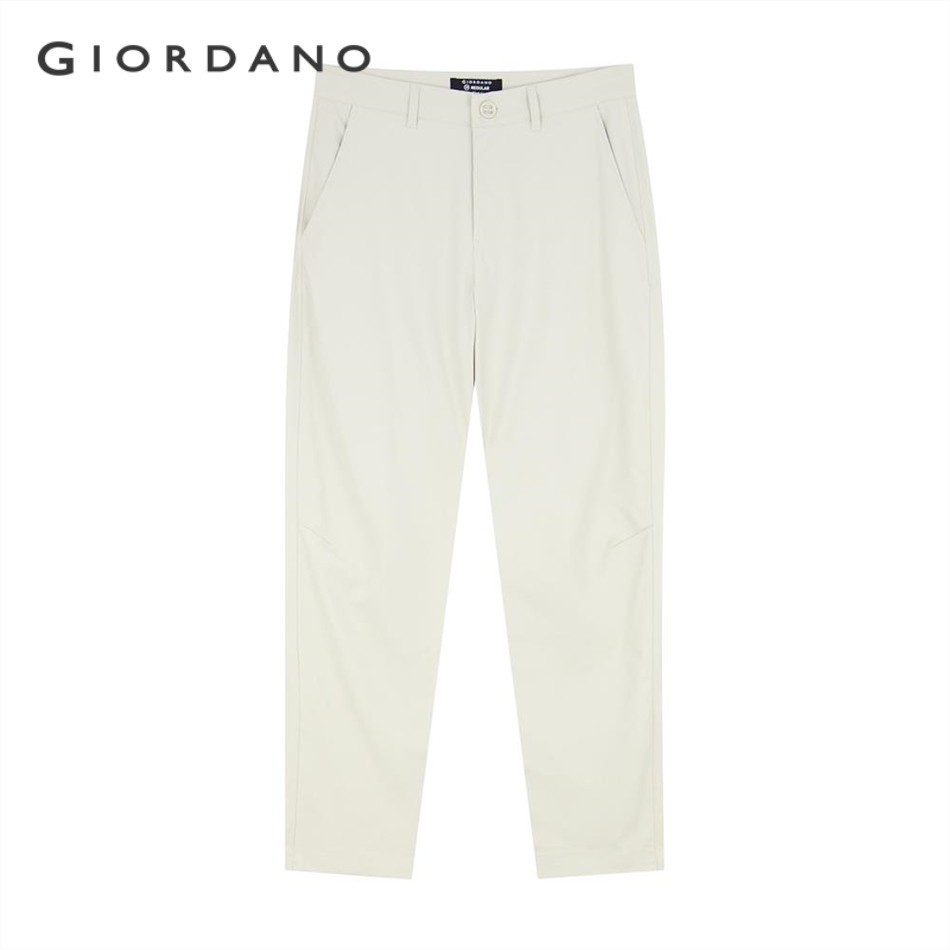 GIORDANO MEN Mens Nylon Spandex Mid Rise Regular Khaki Pants 0 01115004