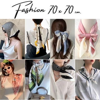 🇹🇭พร้อมส่งจากไทย🧣 ผ้าซาติน ผ้าพันคอ ผ้าคลุมไหล่ (ขนาด50*50 / 70*70 / 90*90 ซม.) ผ้ามัดผมเกาหลี