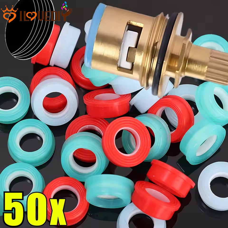 [HGB] 10-50 ชิ้น 16.8x6.5 มม.ปะเก็นก๊อกน้ําซิลิโคนพร้อมอินเทอร์เฟซ 4 จุด, Universal Water Tap Seal เครื่องซักผ้าสําหรับห้องครัว/ห้องน้ํา, Quick Plug-in ติดตั้งไม่มีการรั่วไหล