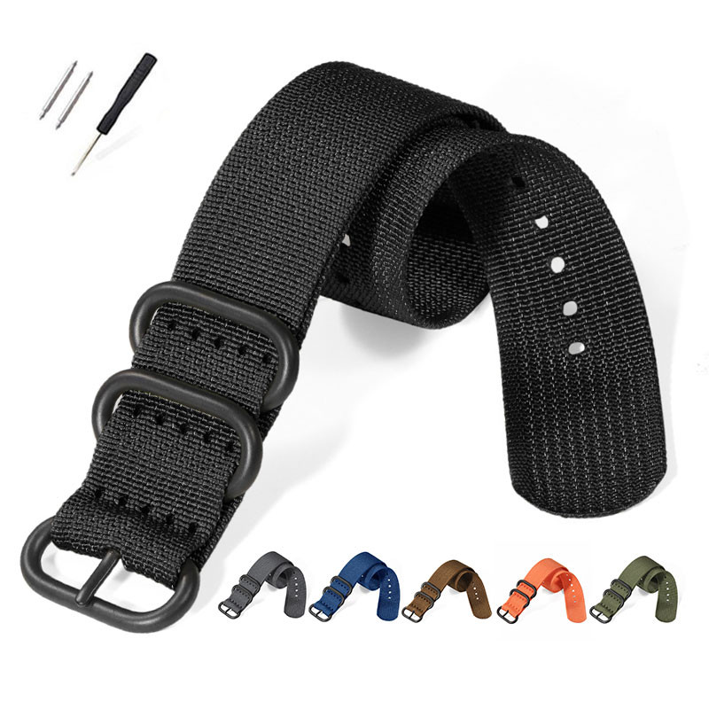 NATO Fine-textured ไนลอนผ้าใบสายนาฬิกา 18/20 มม.22 มม.24 มม.ZULU สานนาฬิกา Universal Watchband One Piece Loop สร้อยข้อมือกีฬาเข็มขัดข้อมือผู้หญิงผู้ชายสายรัดข้อมือ