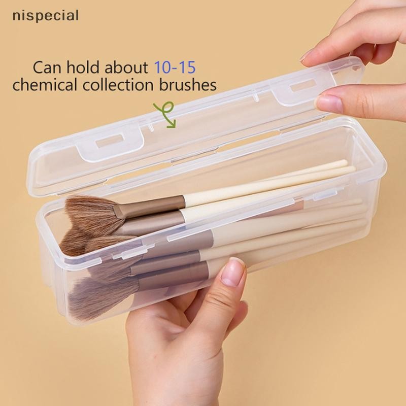 [nispecial] Travel Portable Cosmetic Brush Storage Box Small Transparent Dust Cover For Powder Blusher Brush อายแชโดว์ Eyebrow Brush [MY]