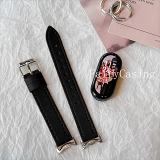 สายหนัง PU บางสําหรับ Mi Band 10 9 8 7 6 5 4 3 เปลี่ยนสายนาฬิกาสําหรับ Xiaomi Mi Band 9 8 NFC สายรัดข้อมือ