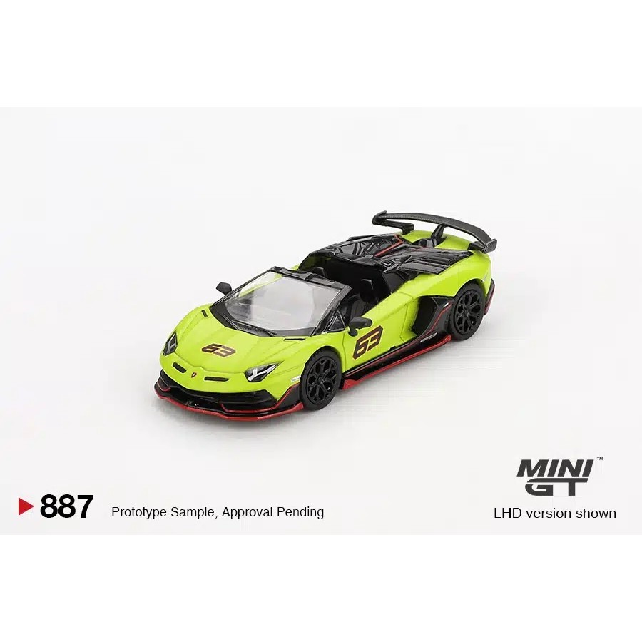 MINI GT No.887 Lamborghini Aventador SVJ 63 Roadster Verde Shock MGT00887 Diecast model cars