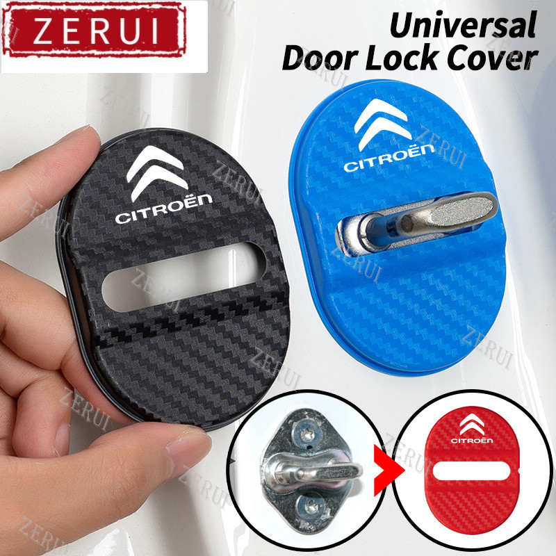 ZR สําหรับ 1/4 ชิ้น Citroen คาร์บอนไฟเบอร์รถประตูล็อคป้องกัน Anti Scratch ประตูล็อคอุปกรณ์ตกแต่งสําห