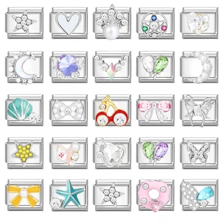 💎แพทช์เงินอิตาลีลิงค์พอดี9มิลลิเมตรสร้อยข้อมือทํา ทําเอง รักผีเสื้อดอกไม้เสน่ห์สร้อยข้อมือลิงค์อุปกรณ์ย้อนยุคโมดูลสร้อยข้อ