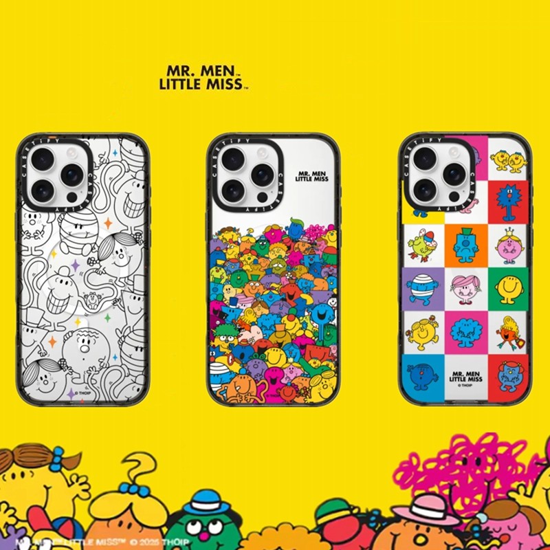 CASETY Mr Men Little Miss Family Magnetic Case สําหรับ iPhone 16 16Pro 11 12 13 14 15 Plus Pro Max Hard Clear อะคริลิคปกหลัง