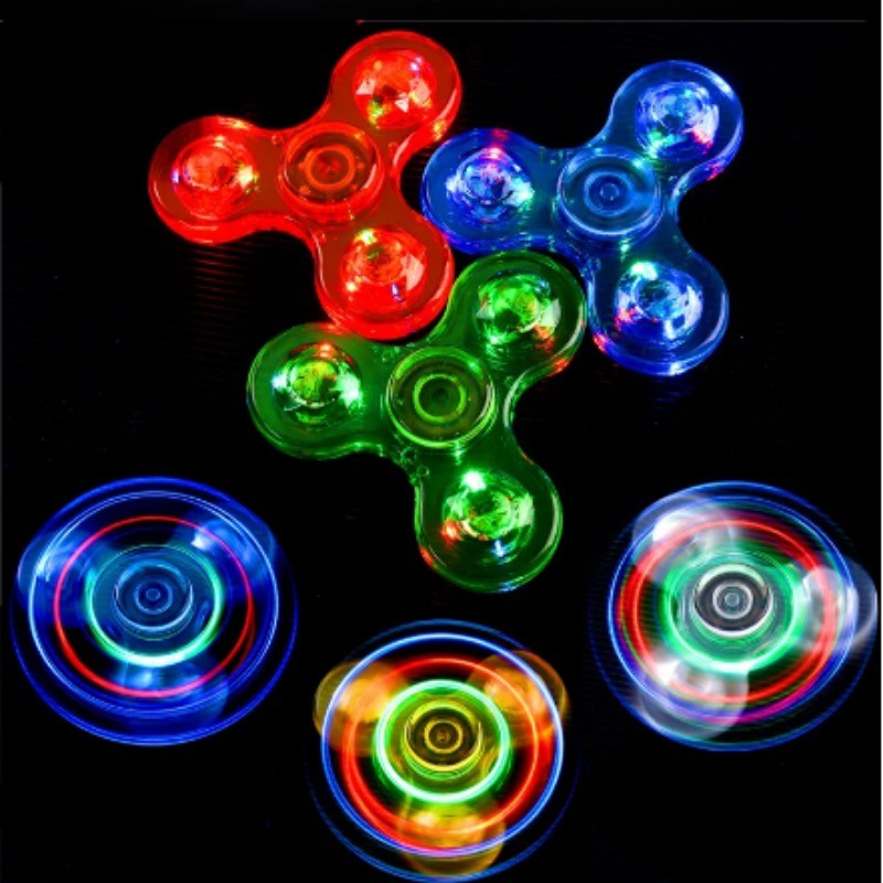 LED Finger Spinner คริสตัลโปร่งใส LED Light Colourful Light-up Finger Spinner วัสดุ Pvc Finger Spinn