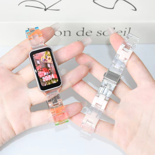 Candy สีเรซิ่นสําหรับ Huawei Band 11/11 Pro/10/9/8 สายรัดข้อมือโปร่งใสเปลี่ยนฝาครอบ