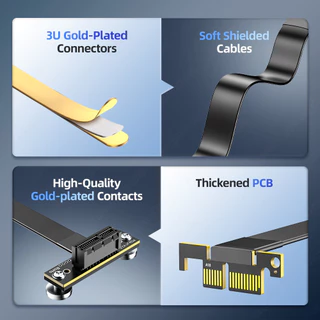 JEYI PCIe 3.0 X1 Magnetic Fixatiom Riser Cable 8Gbps - 90° มุมคู่ 10 ซม. (0.32ft) สําหรับการ์ด WiFi PCIe, อะแดปเตอร์ M.2, การ์ด USB PCIe